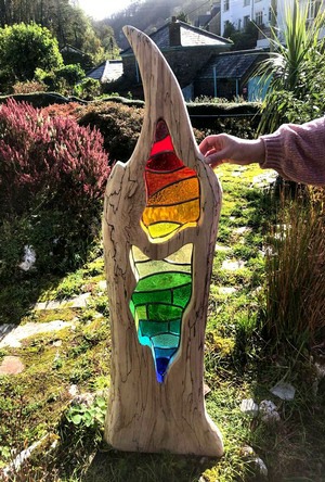 Obeliscus-Lead Glass Wood Sculpture