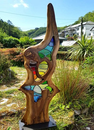 Stained Glass Wood Sculptures