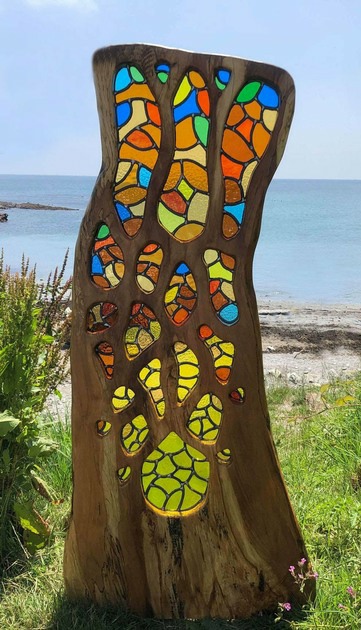 Stained Glass Wod Sculpture