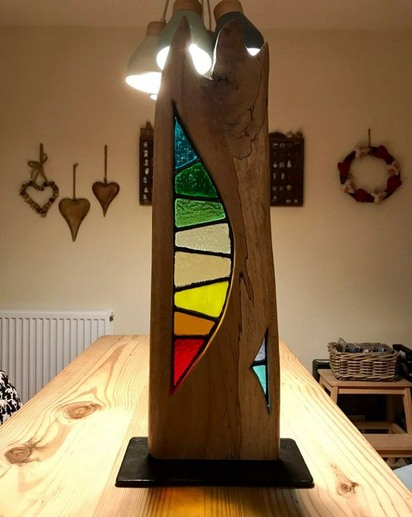 Scalaria Stained Glass and Wood Sculpture