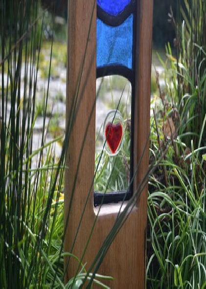 Stained Glass Lead & Wood Art Sculpture