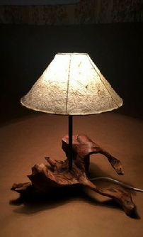 Tree-of-Life Coffee Table Lamp Wood Sculpture